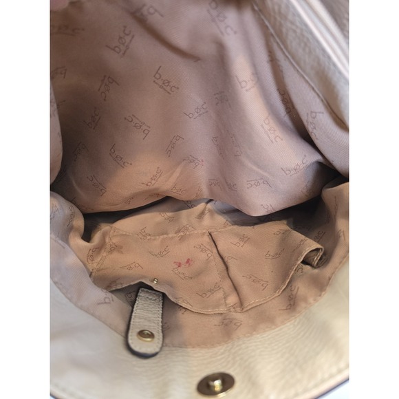 B.O.C. Beige Faux Pebbled Leather & Straw Vegan Purse Shoulder Handbag - Picture 4 of 13